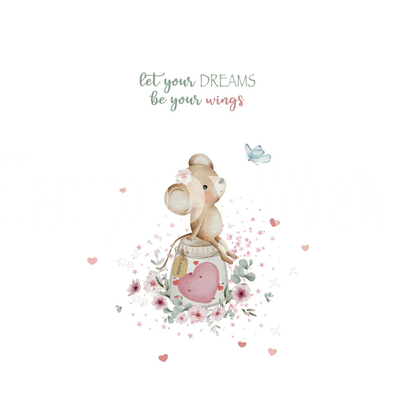 Dreamy Mouse White behang in een kamer
