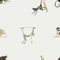 Monkeys in Motion – Tropical Pattern wallpaper