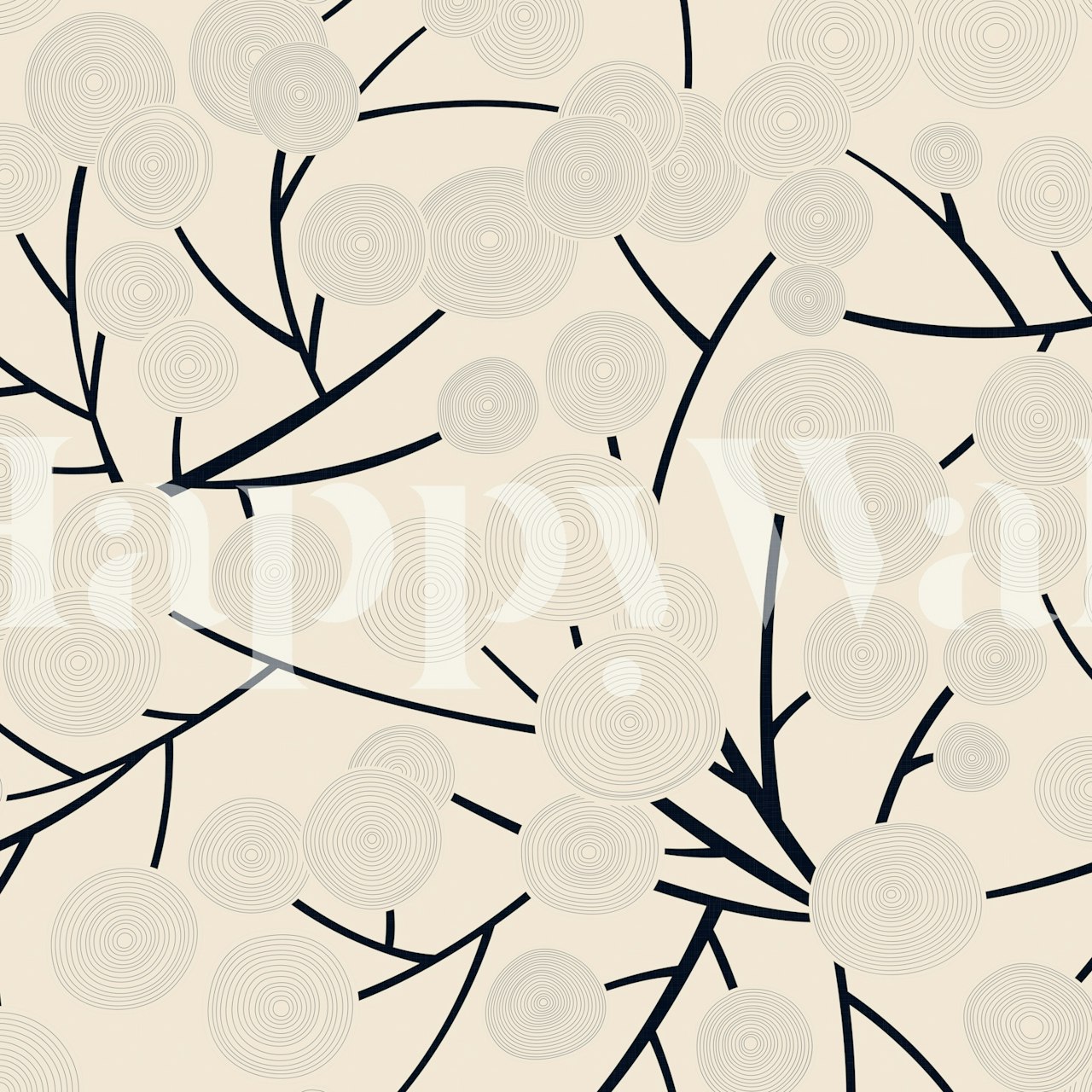 Japanese Winter Flowers wallpaper in a room