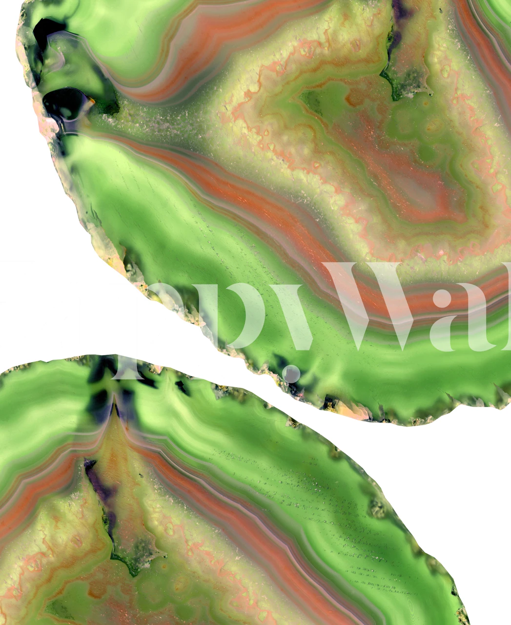 Green agate pattern with orange and black accents wallpaper