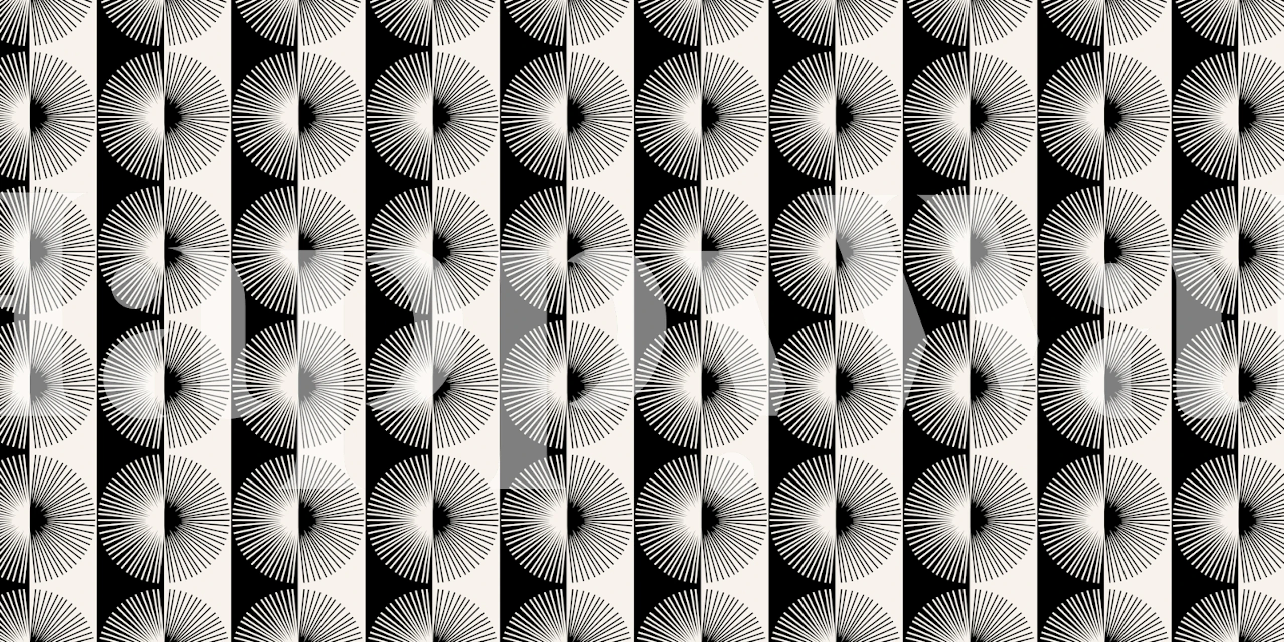 Black and white geometric pattern wallpaper with circular designs