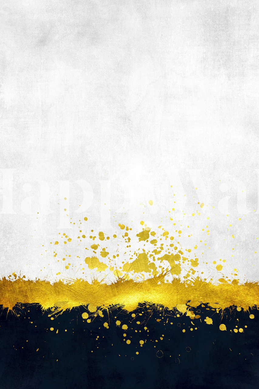 Golden Splash over Indigo Metal wallpaper in a room