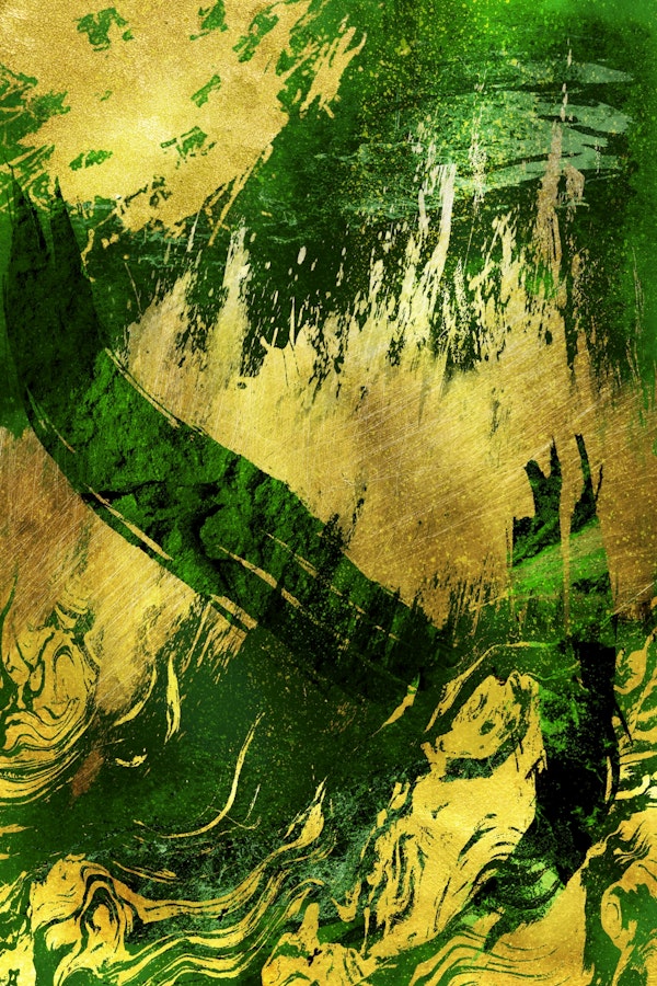 Golden Splashes over Green Metal