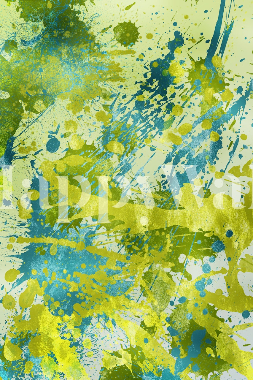 Abstract splash patterns in blue and green wallpaper