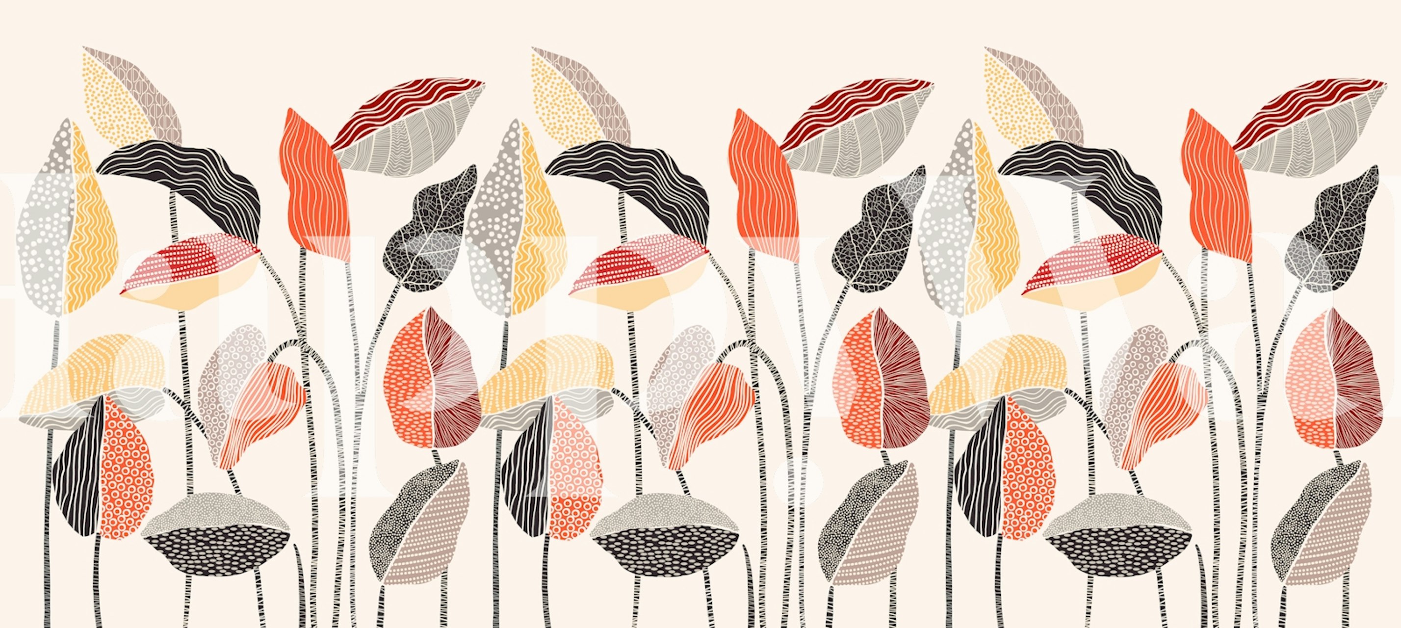 Rustic Leaf Tapestry papel pintado en una habitación