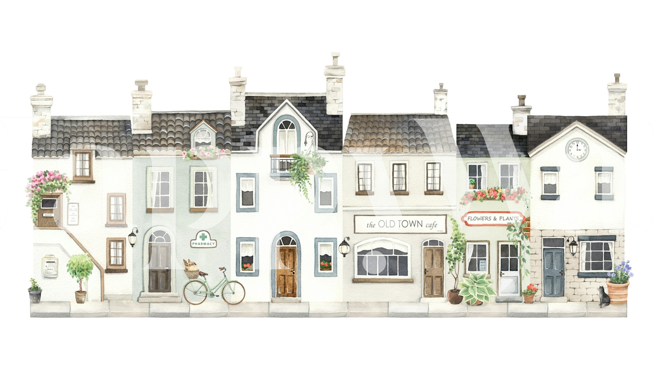 Old Town Cityscape wallpaper displayed in a room