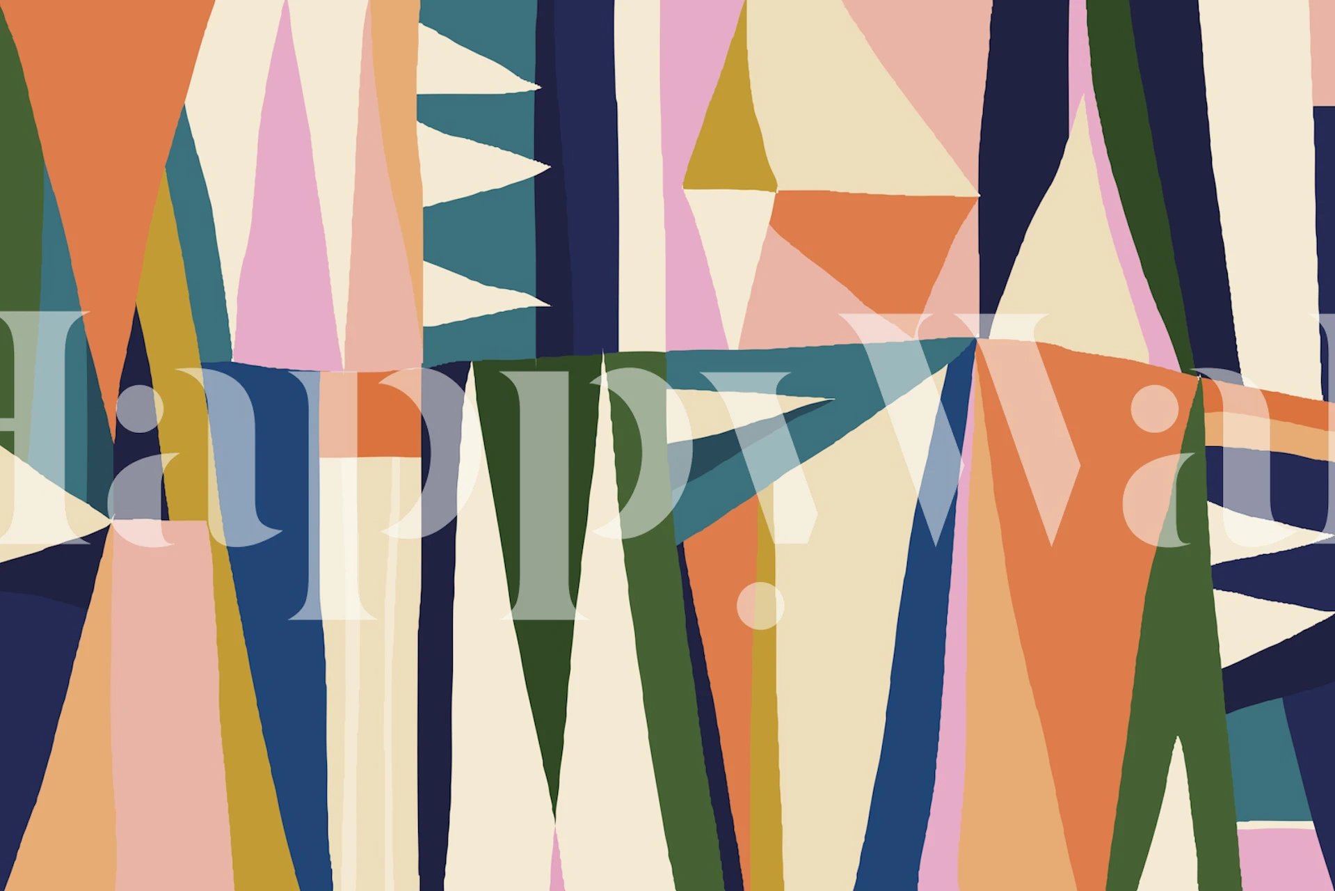 Papier peint Colorful Geometric Art dans une pièce