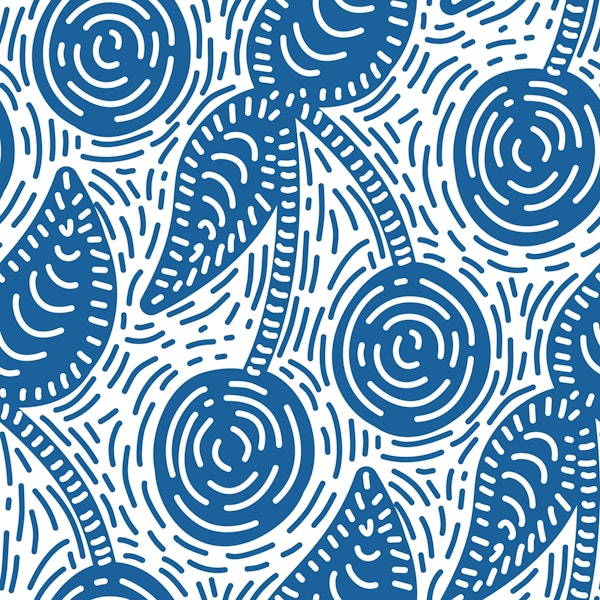 Blue Doodled Cherries