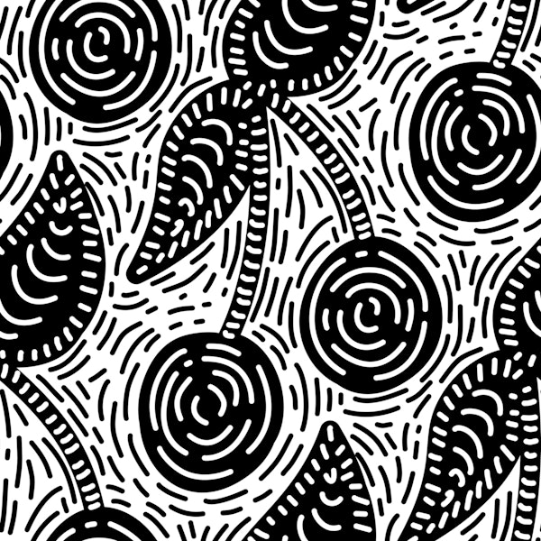 Black and White Hand Drawn Cherries Pattern