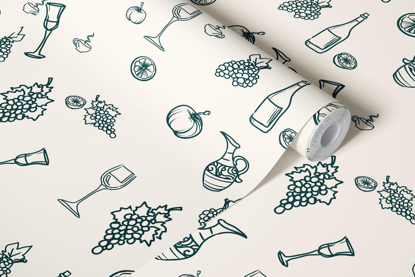 Retro Wine and Fruits wallpaper roll