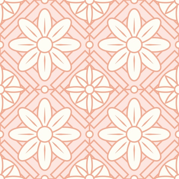 Blush Pink Floral Tiles