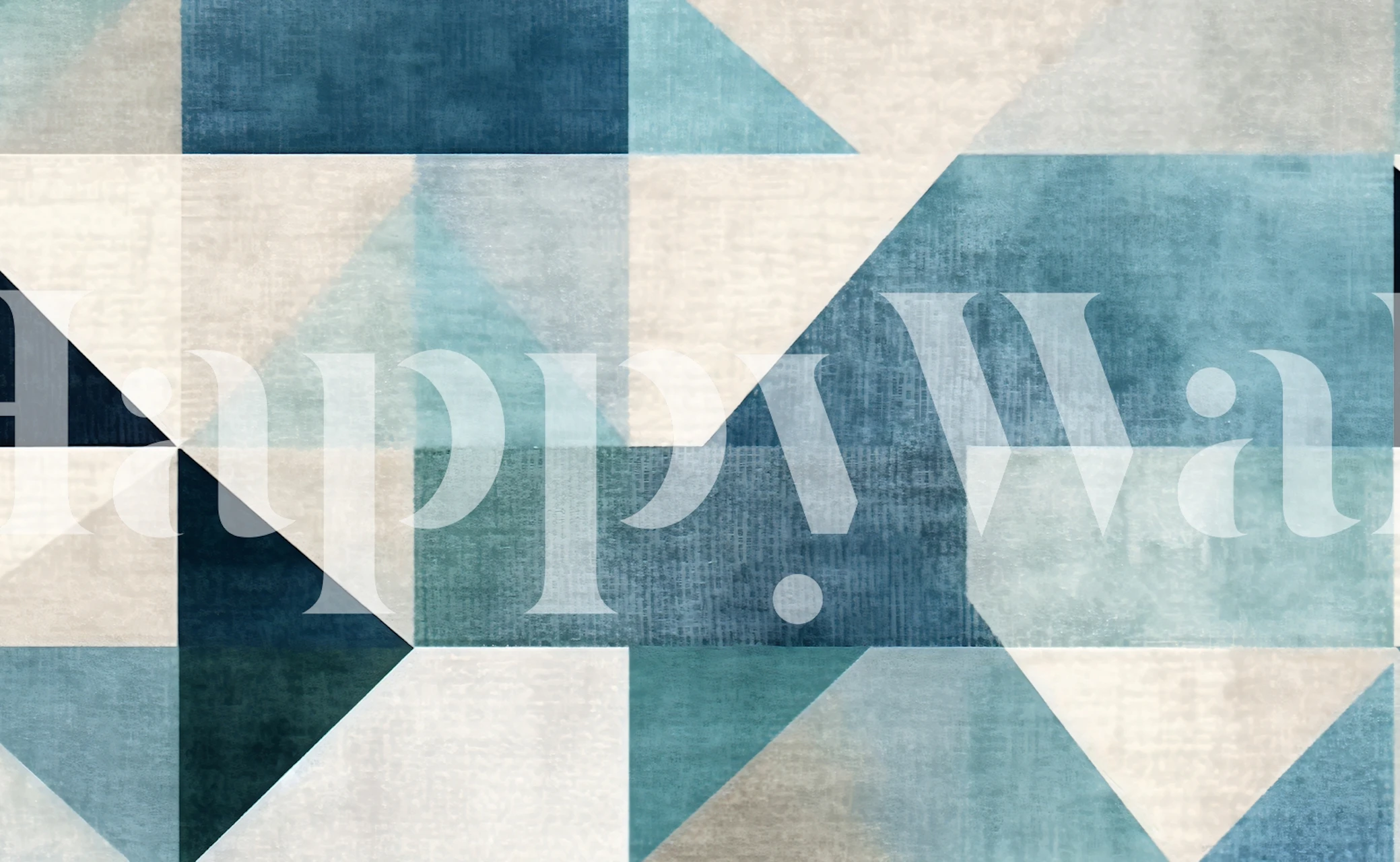 Geometric shapes in shades of blue and white wallpaper