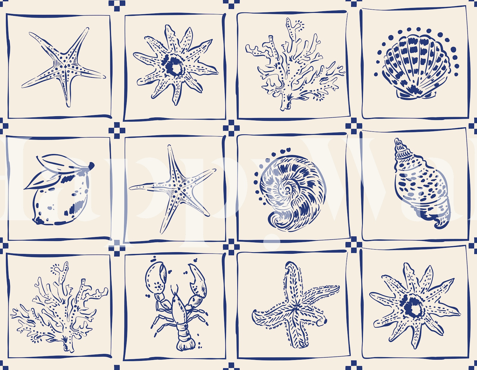 Retro Nautical Tiles Wallpaper | happywall.com