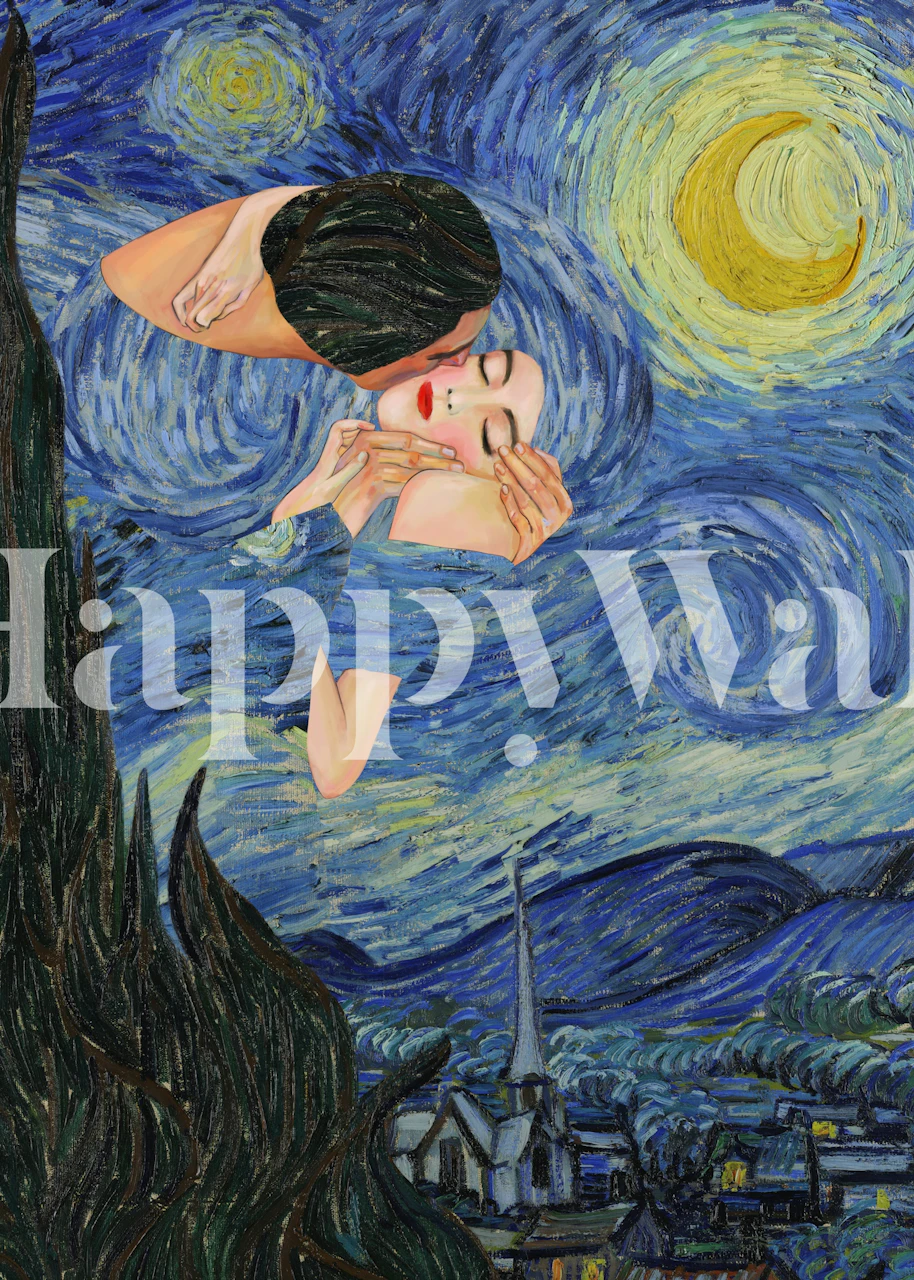 Carta da parati Starry Night Embrace in una stanza