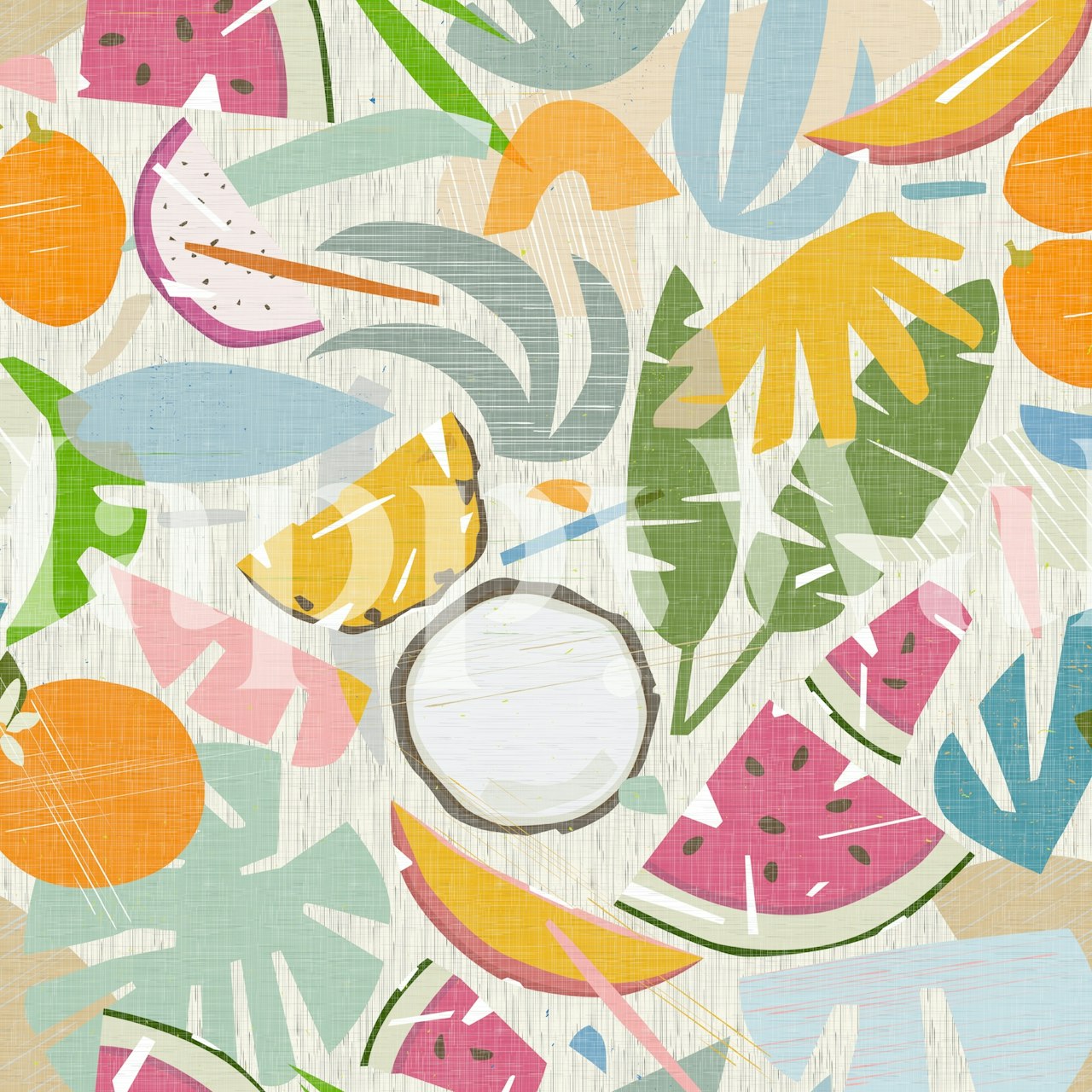 Mid Century Modern Tiki Picnic wallpaper in einem Raum