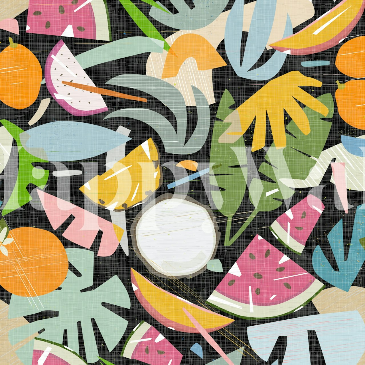Mid Century Modern Tiki Picnic wallpaper dans une pièce