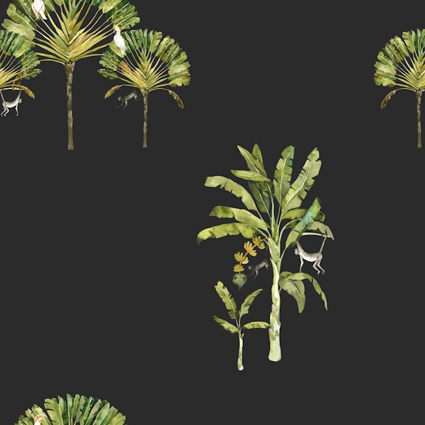 Tropical Monkeys & Parrots Pattern