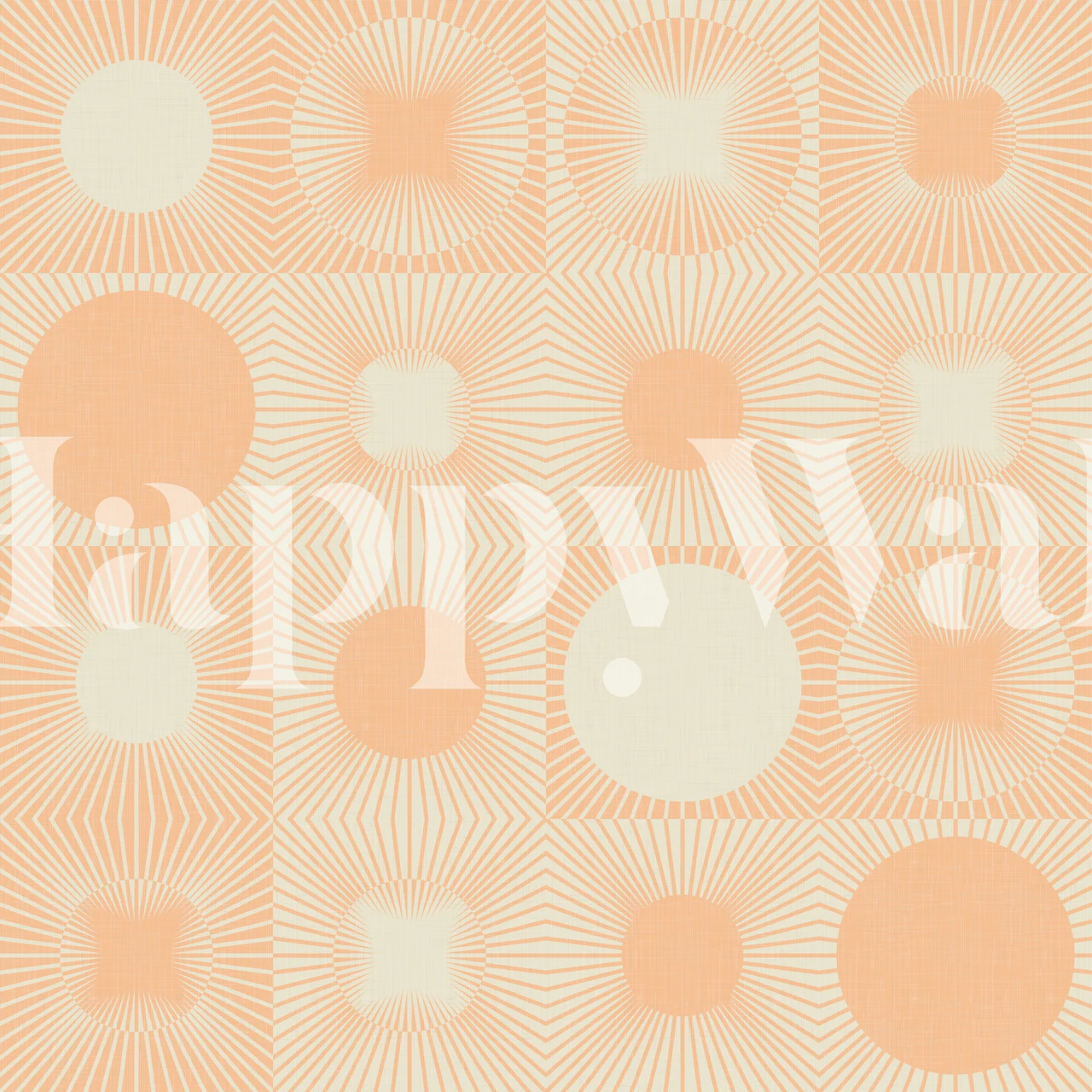 Geometric sunburst patterns in peach and cream wallpaper
