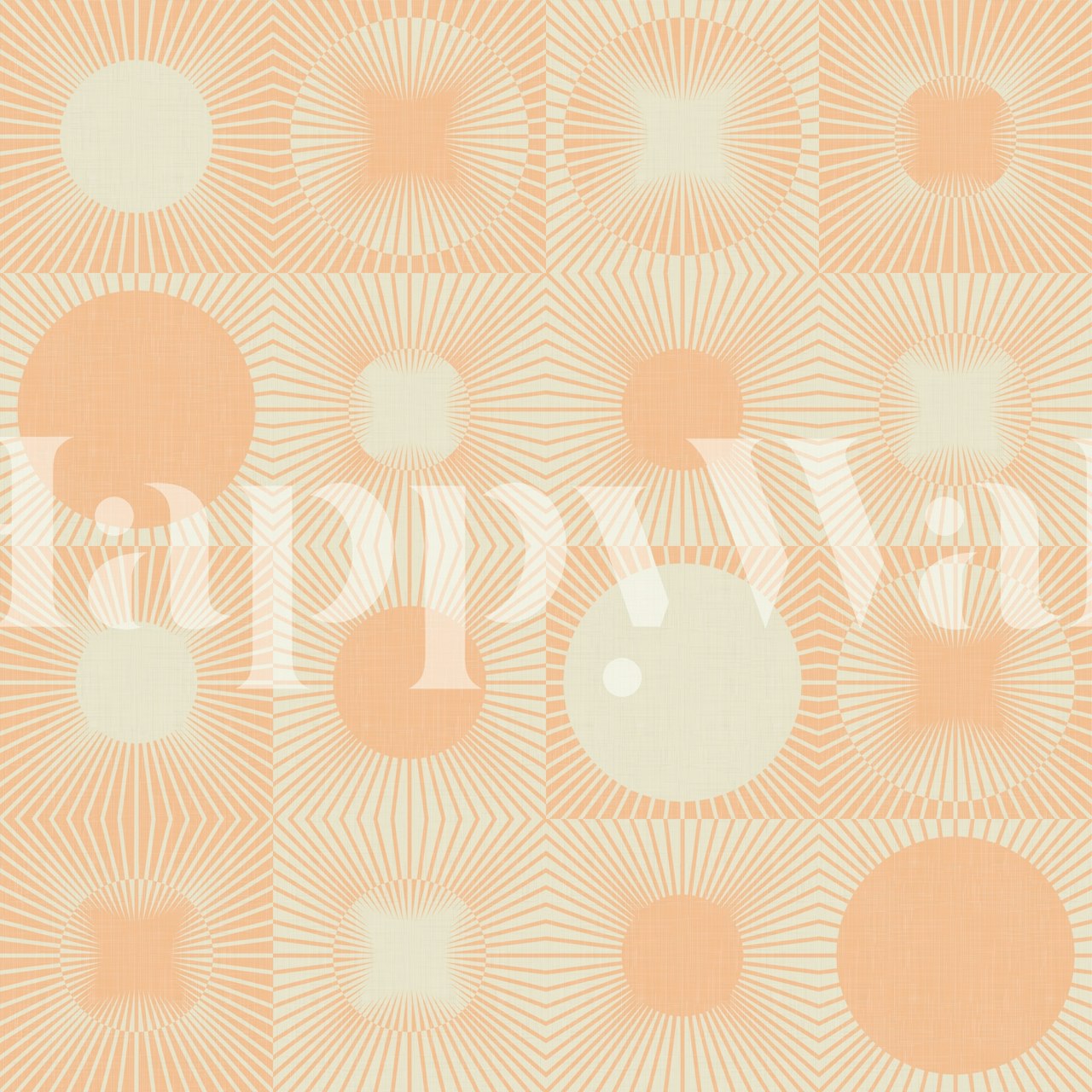 Geometric sunburst patterns in peach and cream wallpaper