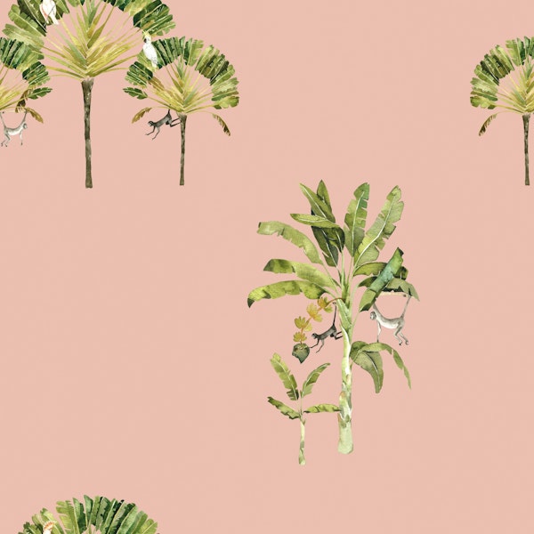 Banana Palms & Playful Jungle Monkeys