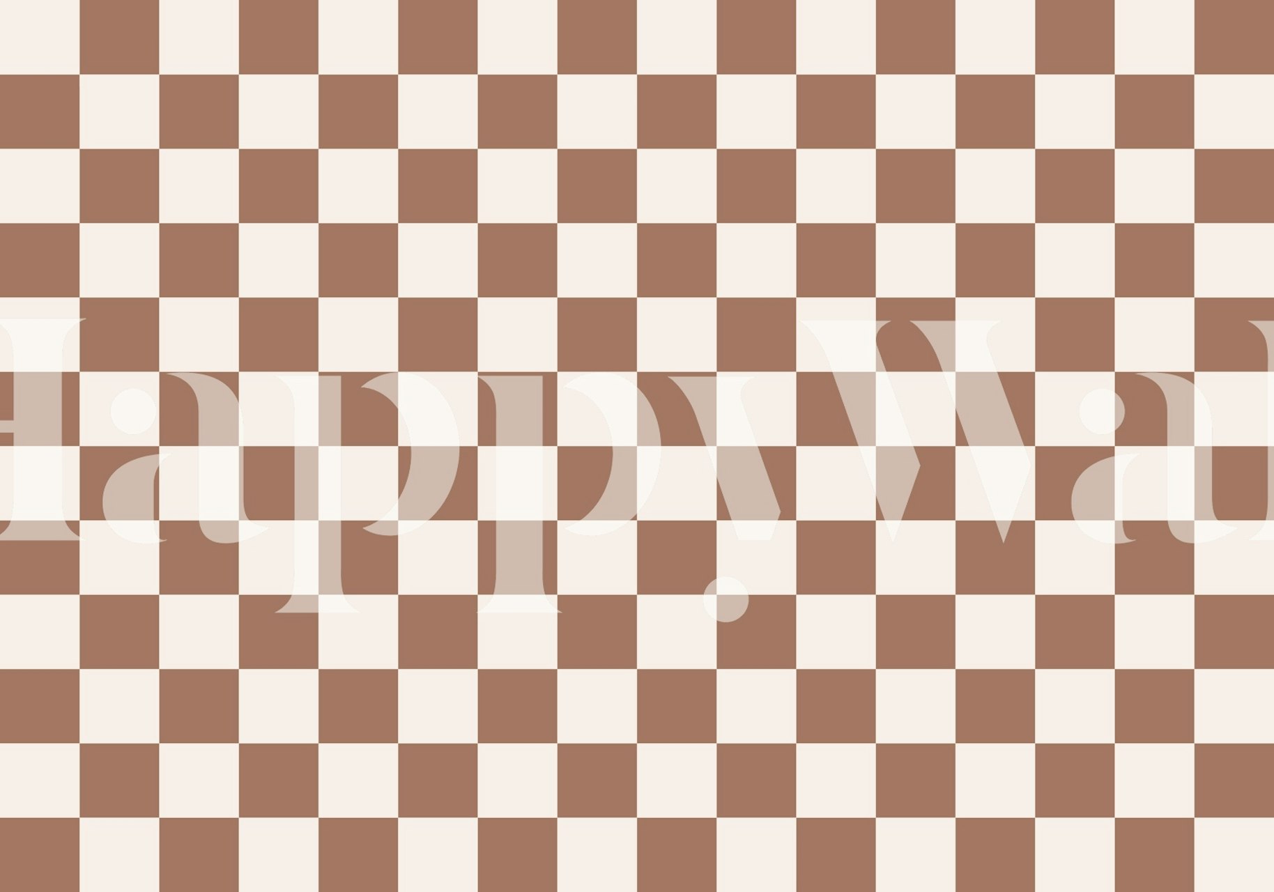 Checkerboard mocha mousse white tapeta v pokoji