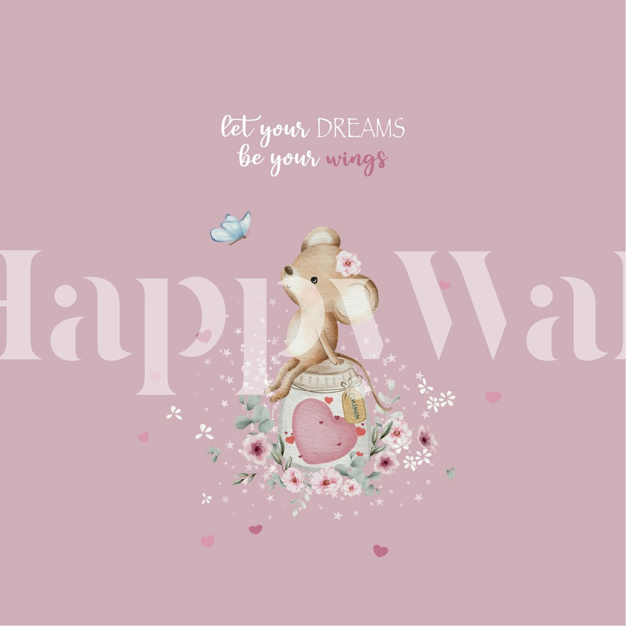 Dreamy Mouse on Pink tapet i ett rum