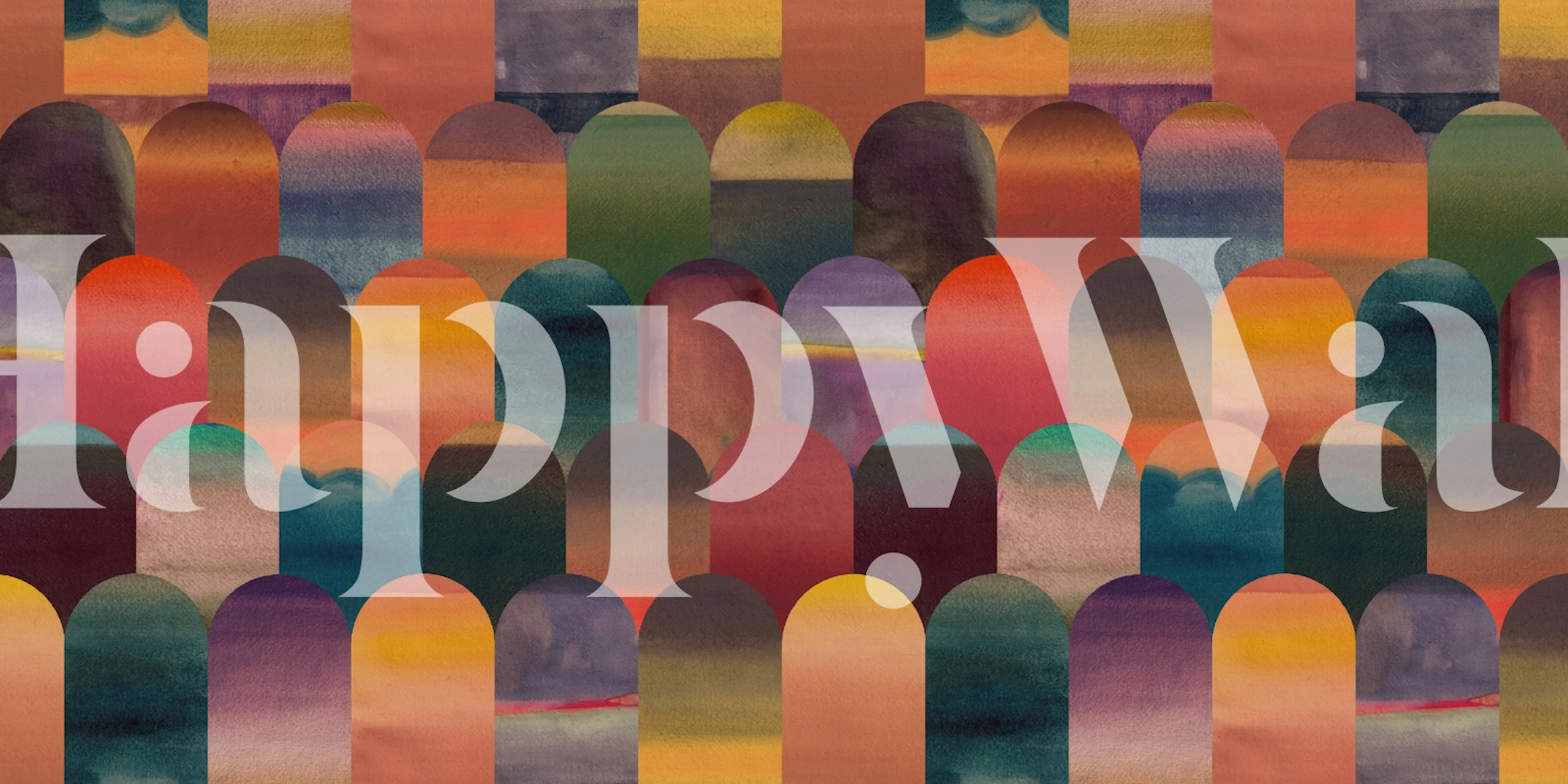 Multicolor arch pattern in various shapes and colors wallpaper