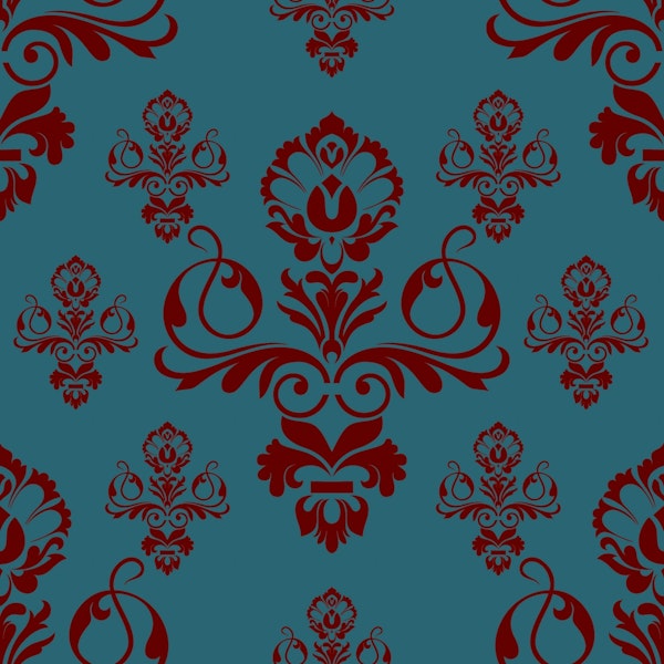 Sophisticated Floral Damask deep red maroon