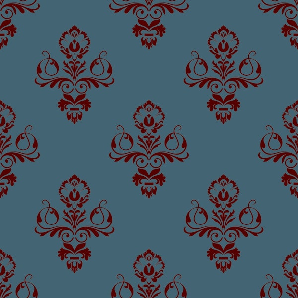 Simple floral damask deep red taspestry