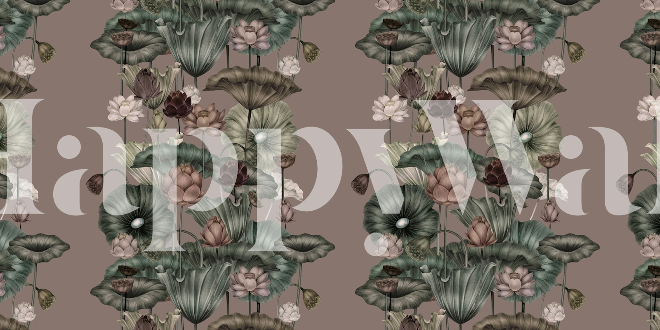 Vintage Lotus Garden wallpaper in a room