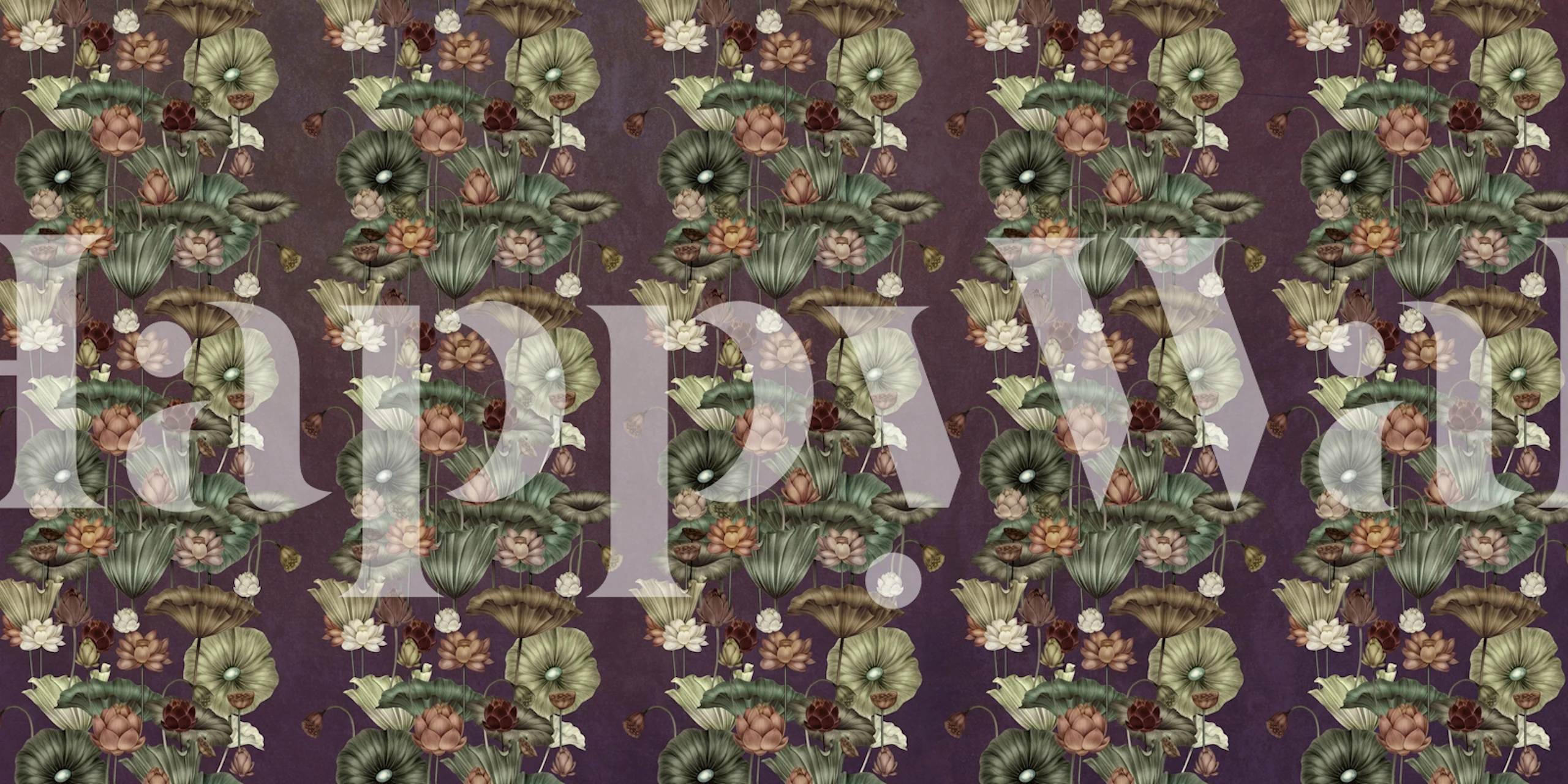 Lilies in Twilight wallpaper in een kamer