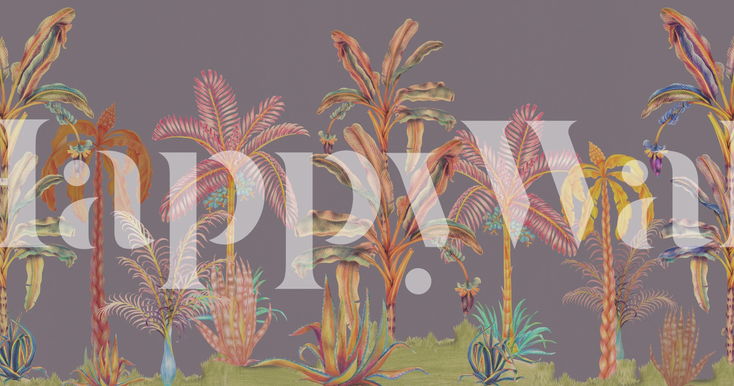 Lush Rainbow Palms wallpaper in a room