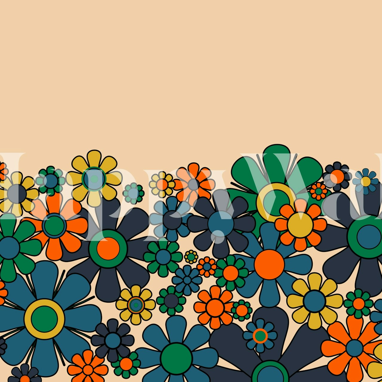 Colorful floral wallpaper in a room