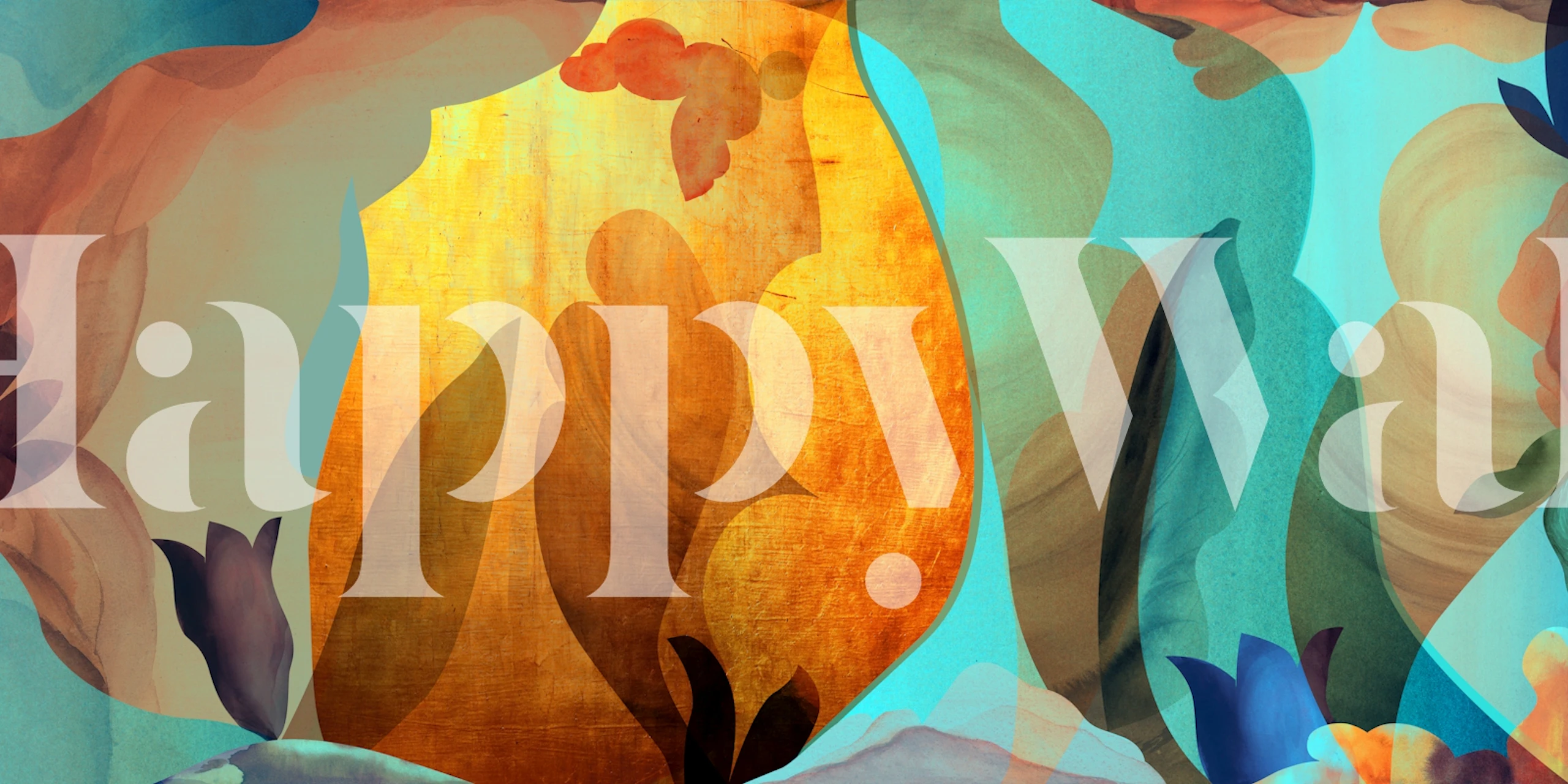 Vibrant leafy waves wallpaper in a room