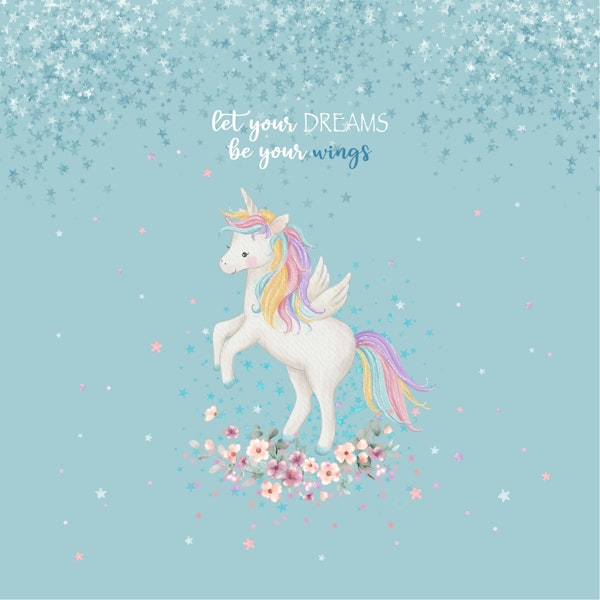 Dreamy Unicorn Bliss on Sky Blue