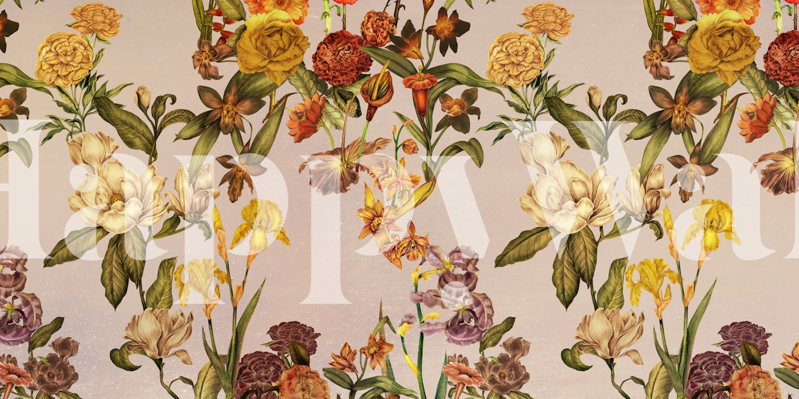 Elegant Botanical Blooms wallpaper in a room