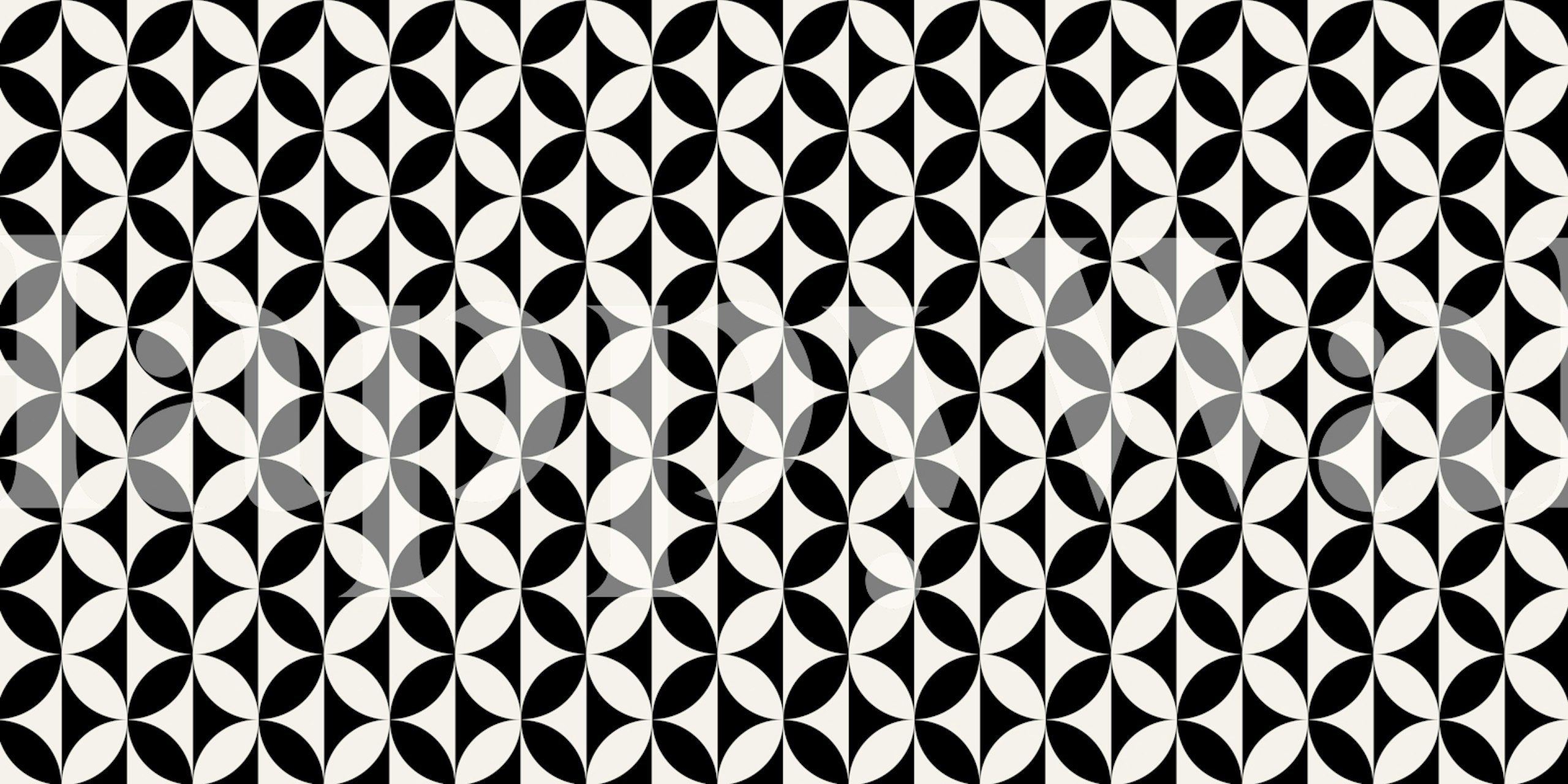 Black and white retro geometric circles pattern wallpaper