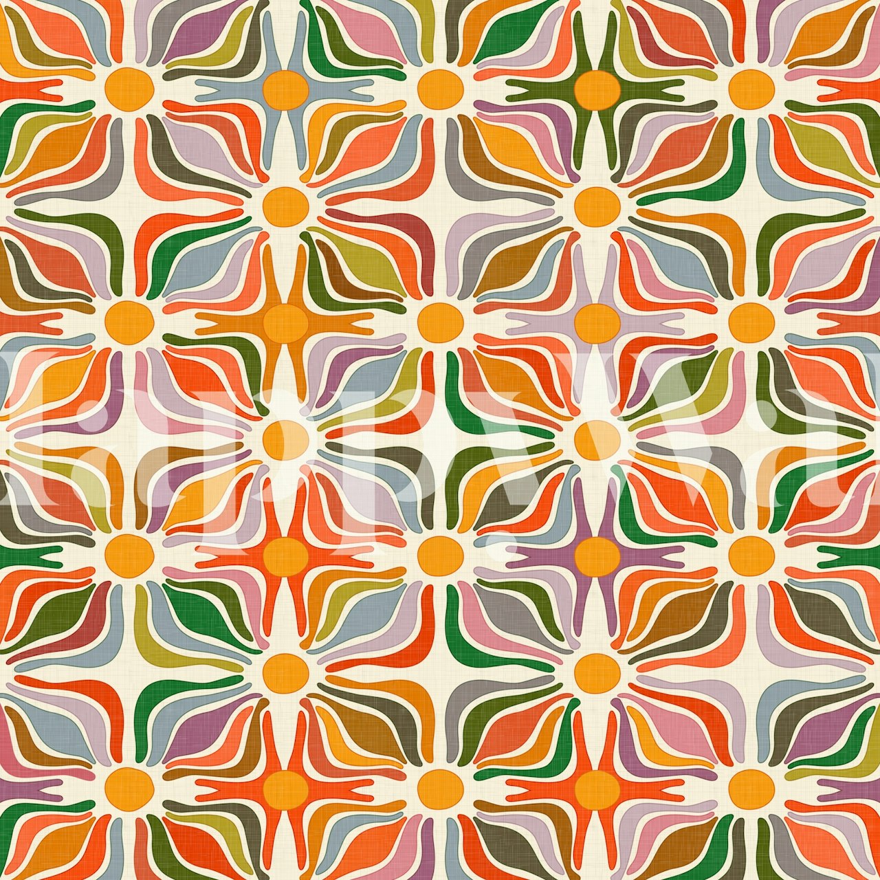 Abstract Flowers wallpaper in a room