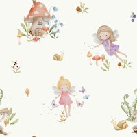 Whimsical Forest Fairies in Off White wallpaper