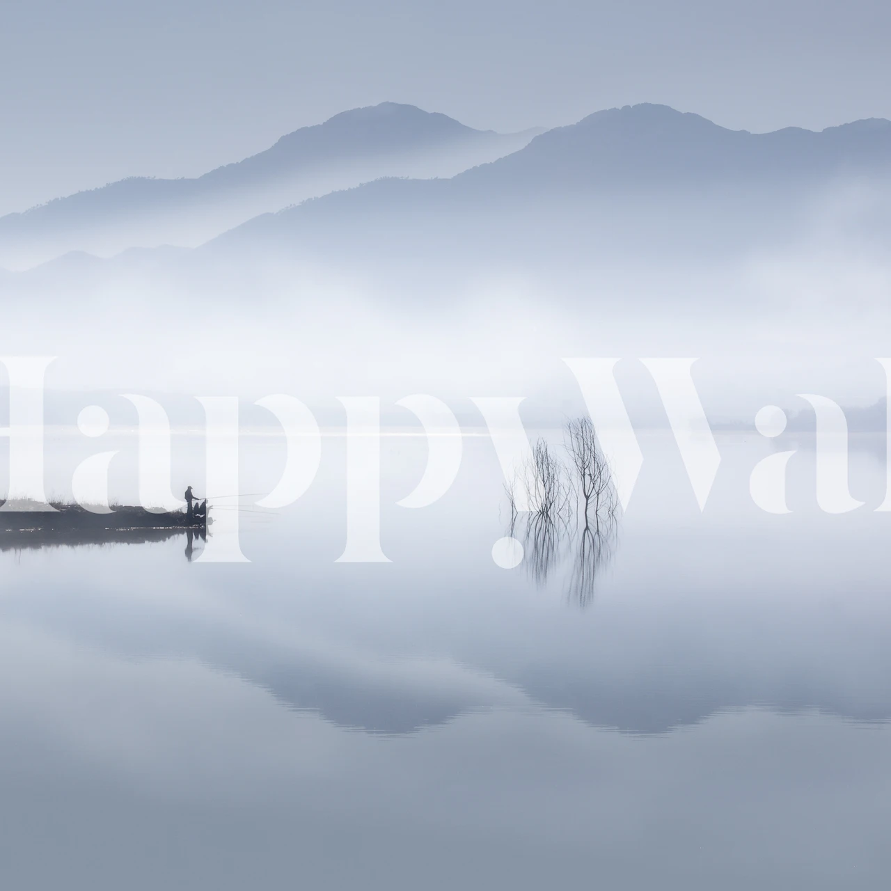Blue silence wallpaper in a calming room setting