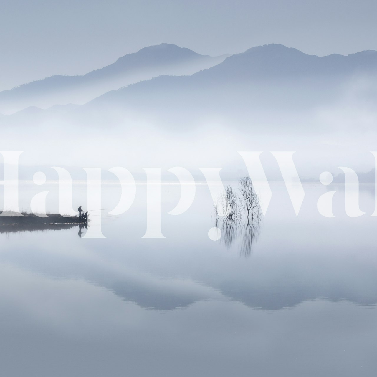 Blue silence wallpaper in a calming room setting