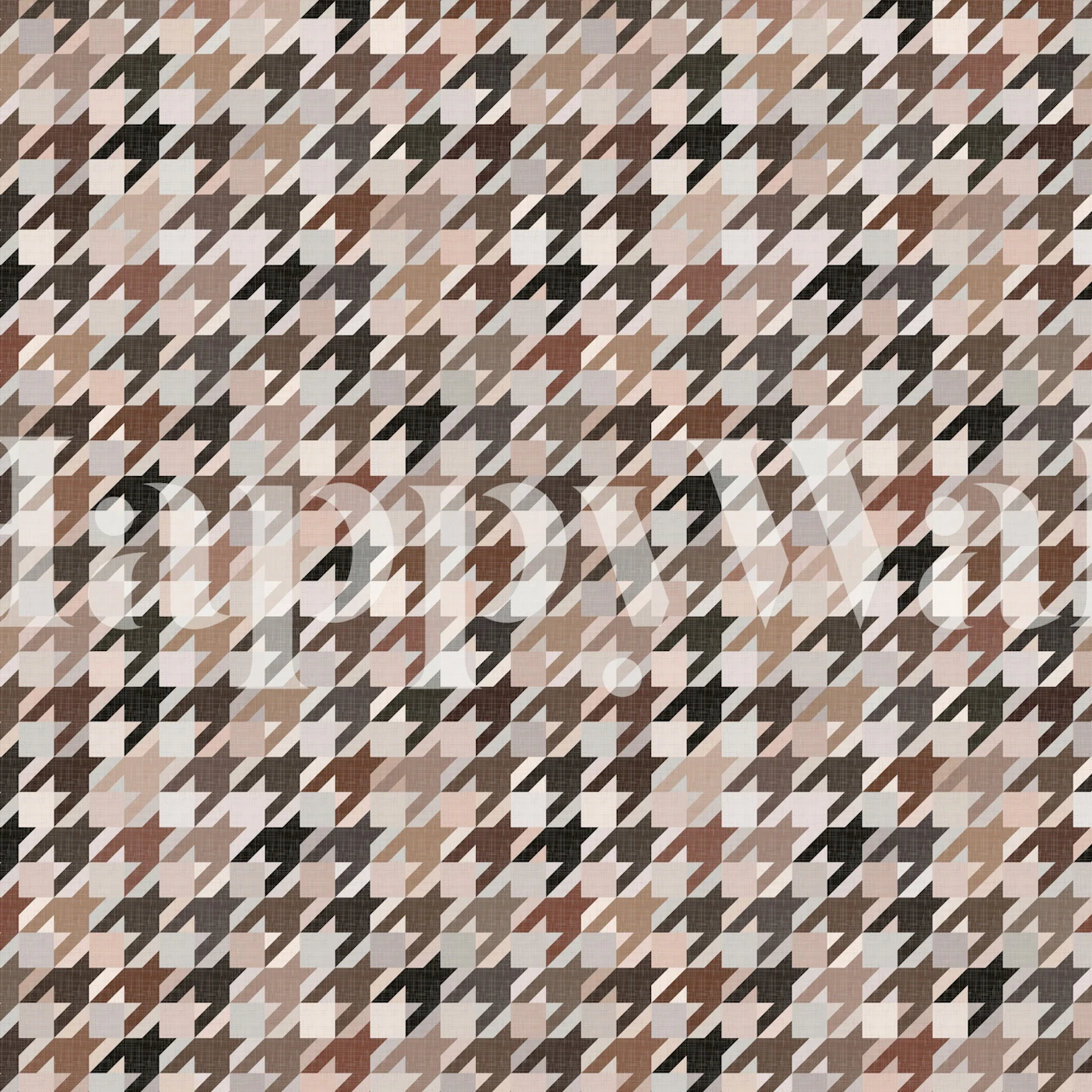 Houndstooth pattern in earthy tones of brown, beige, black wallpaper