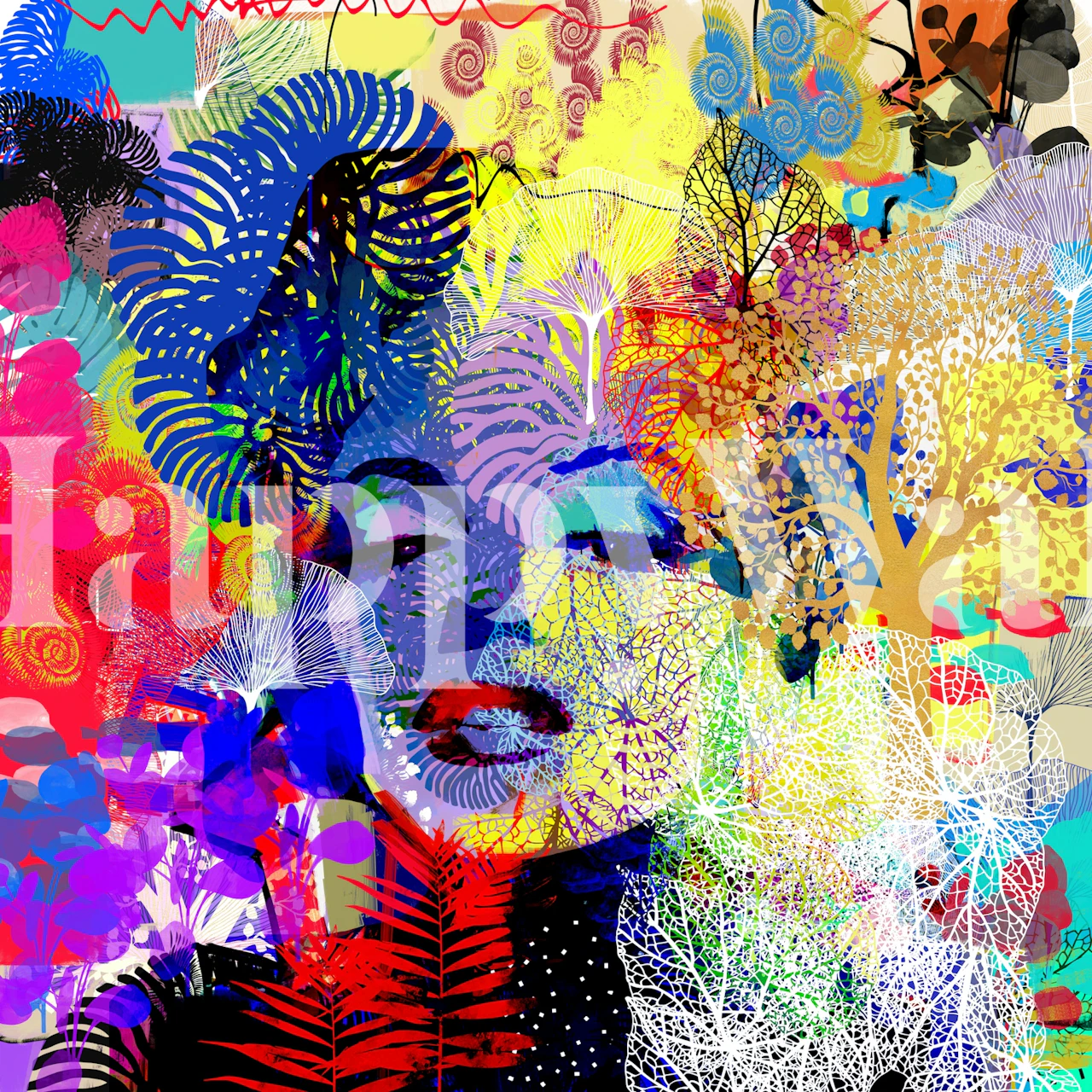 Colorful abstract floral designs with bold hues wallpaper