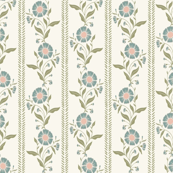 Rustic Floral Charm Vertical Stripes