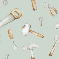 Charming Carpenter Tools on Green tapete