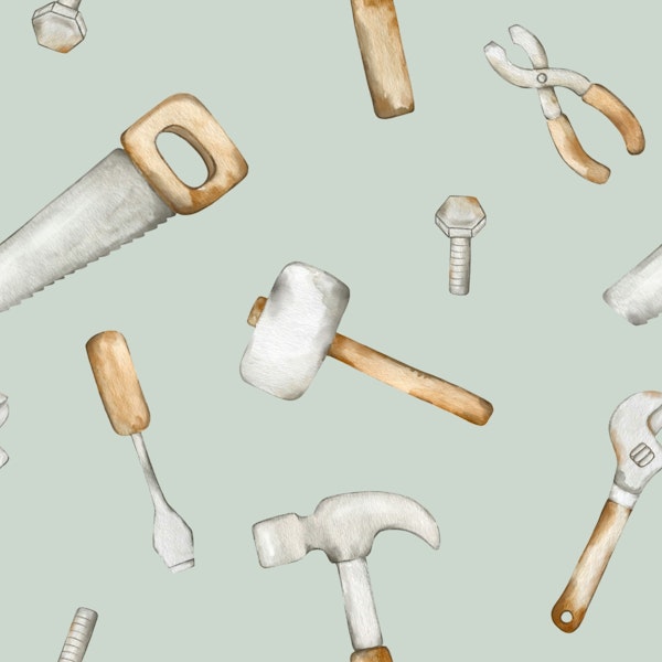 Charming Carpenter Tools on Green