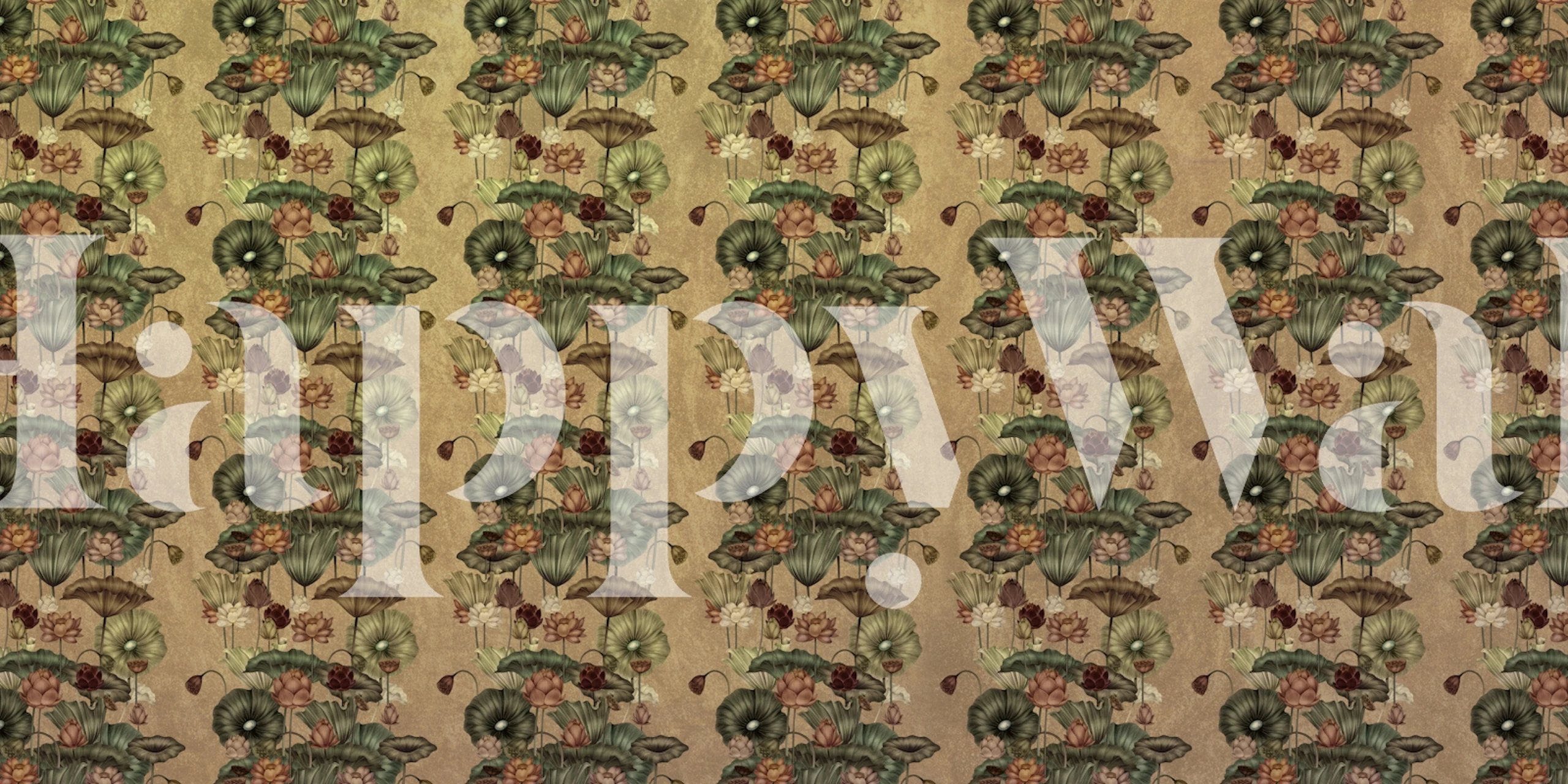 Lilies in Bronze wallpaper displayed in a room