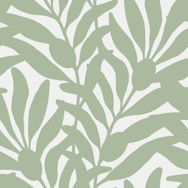 Seaside Olive Branches - Sage Green and White