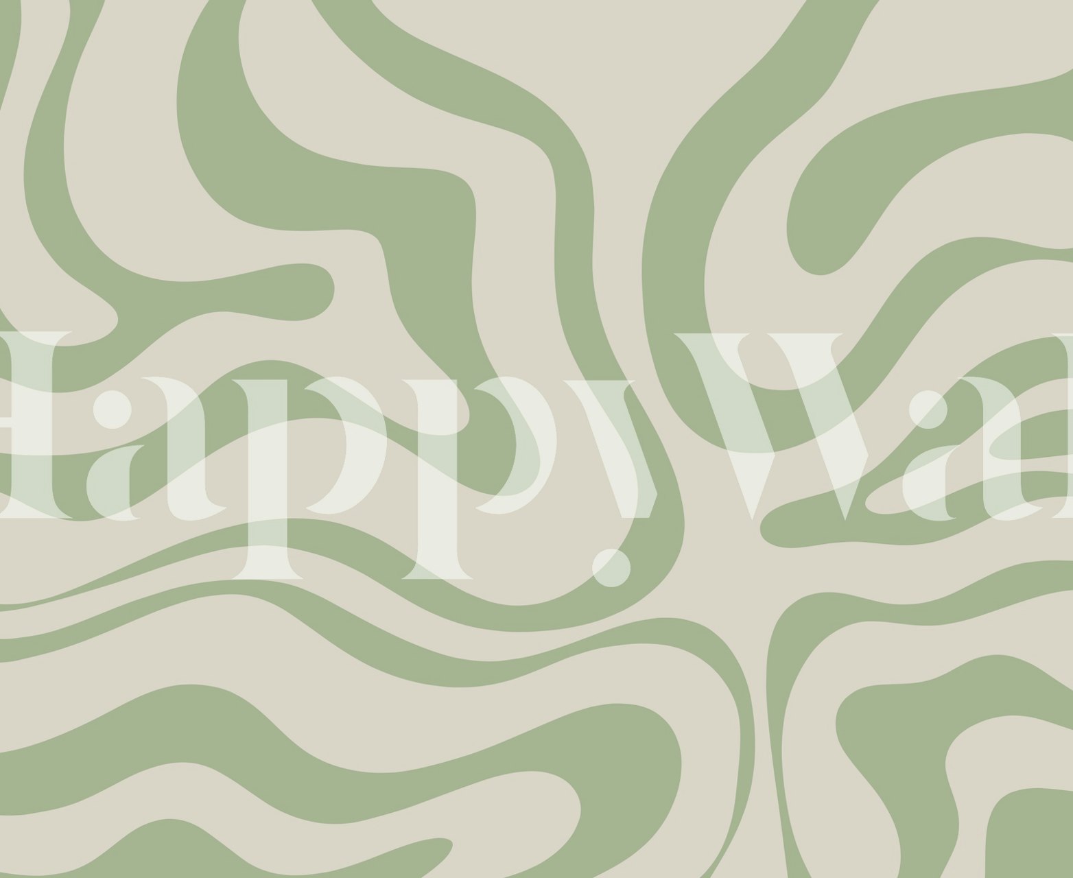 Abstract liquid swirl pattern in sage and beige wallpaper