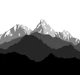 Silhouette of snowy mountains